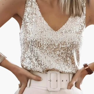 Débardeur femme avec paillettes | Fête