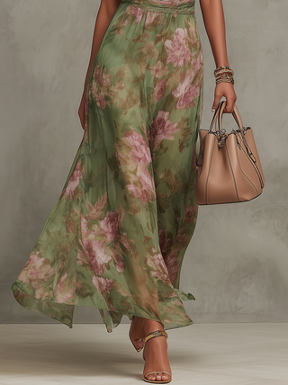 Vestido para mujer con estampado de flores y escote halter | Maxi