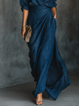 Damska elegancka sukienka koszulowa | Maxi