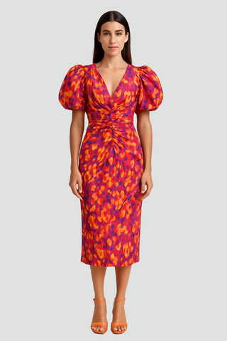 Damen Cocktailkleid mit Blumenmuster | Midi