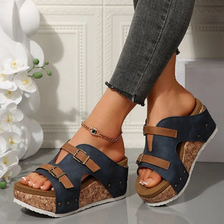 Sandales compensées femme avec boucle | Talon compensé