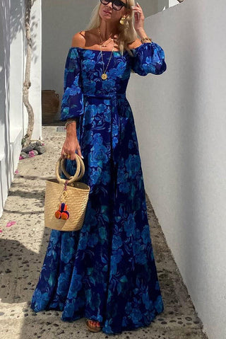 Robe maxi fleurie pour femme | Épaules dénudées