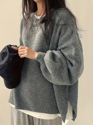 Women's winter pullover with crew neck | oversized