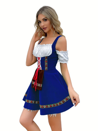 Damen Oktoberfest Dirndlkleid Schulterfrei | Mini zum Schnüren