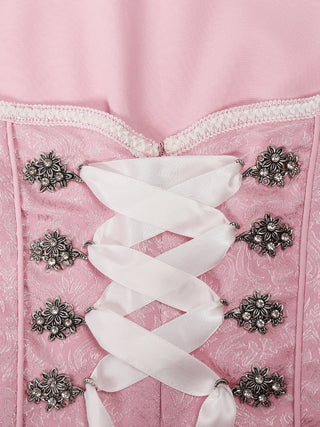 Damen Oktoberfest Dirndl Kleid | Schnüroberteil & Bestickte Schürze