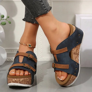 Sandales compensées femme avec boucle | Talon compensé