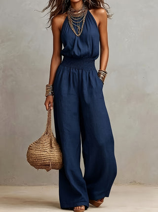 Combinaison pour femmes à col halter | jambes larges