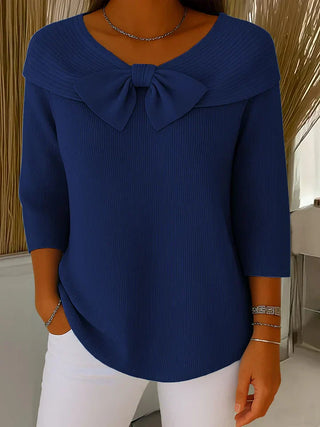 Damen Elegante Bluse mit Schleife | Gerippt