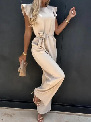 Damen Eleganter Jumpsuit mit Rüschen | Weites Bein
