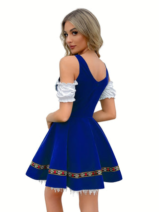 Damen Oktoberfest Dirndlkleid Schulterfrei | Mini zum Schnüren