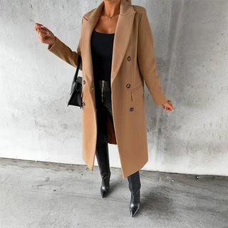 Women's Winter Trench Coat | Double-breasted with Notched Collar