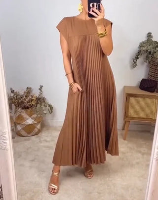 Robe d'été plissée pour femme | Maxi