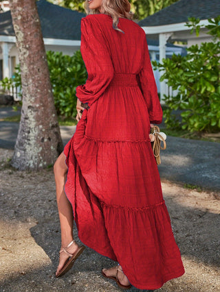 Women's Long Sleeve Maxi Dress | Tiered Design