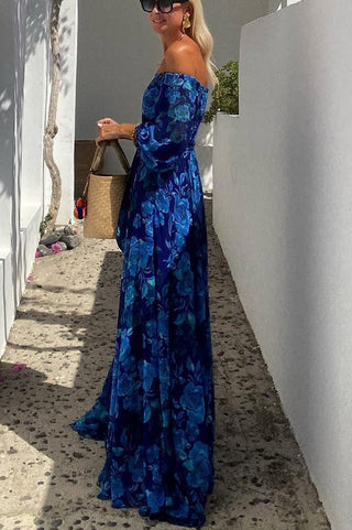 Robe maxi fleurie pour femme | Épaules dénudées