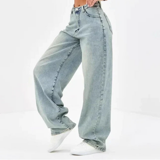 Damen Baggy Jeans Hoher Bund – Detailansicht