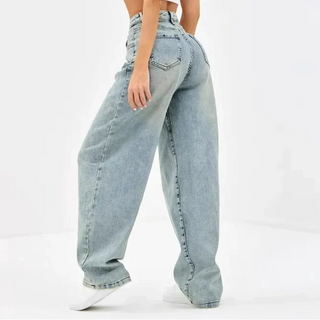 Damen Baggy Jeans Hoher Bund – Detailansicht