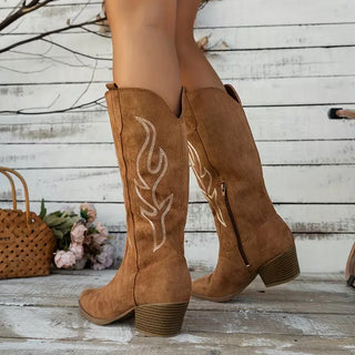 Damen Bestickte Cowboystiefel | Kniehoch