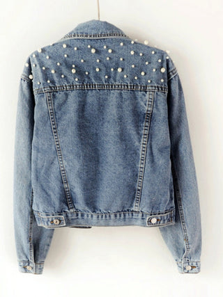 Chaqueta vaquera bordada para mujer | Con perlas