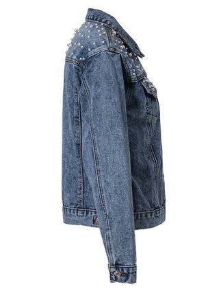 Chaqueta vaquera bordada para mujer | Con perlas