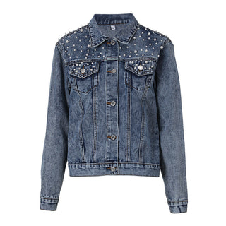 Chaqueta vaquera bordada para mujer | Con perlas