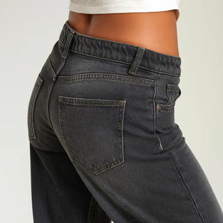 Damen Elegante Flared Jeans Hoher Bund – Detailansicht