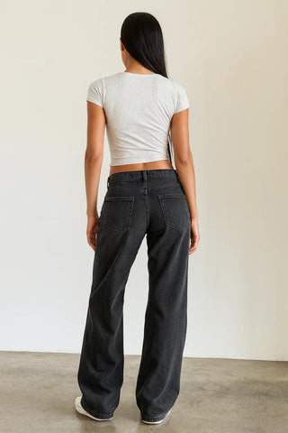 Damen Elegante Flared Jeans Hoher Bund – Detailansicht