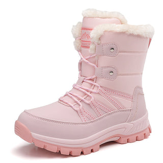 Damen Elegante Gefütterte Winterstiefel Schnürung – Rosa