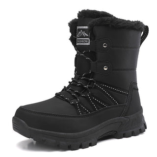 Damen Elegante Gefütterte Winterstiefel Schnürung – Schwarz