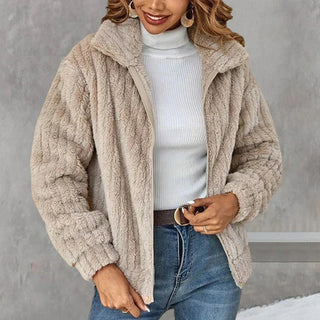 Damen Elegante Winter Steppjacke Knöpfe – Detailansicht