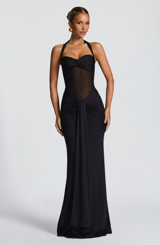 Damen Elegantes Weihnachtskleid Maxi – Black