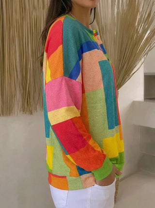 Sudadera de mujer con bloques de color | Henley de manga larga