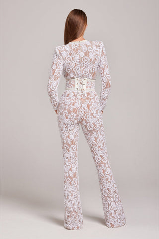 Damen Festlicher Jumpsuit Spitze Hohe Taille – Detailansicht