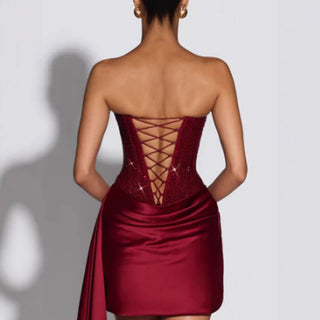 Damen Festliches Pailletten Weihnachtskleid | Mini