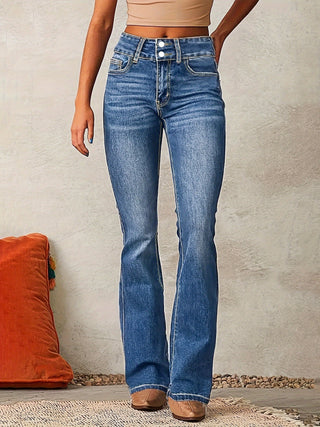 Damen Flared Jeans Hoher Bund – Blau