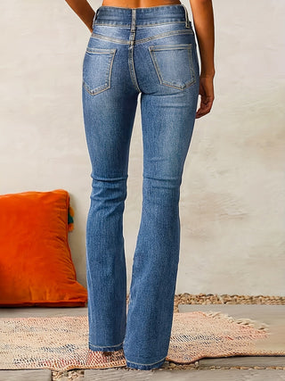Damen Flared Jeans Hoher Bund – Detailansicht