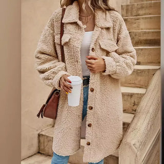 Damen Flauschige Fleecejacke | Lang