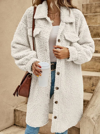 Damen Flauschige Fleecejacke | Lang