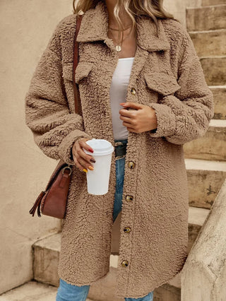Damen Flauschige Fleecejacke | Lang