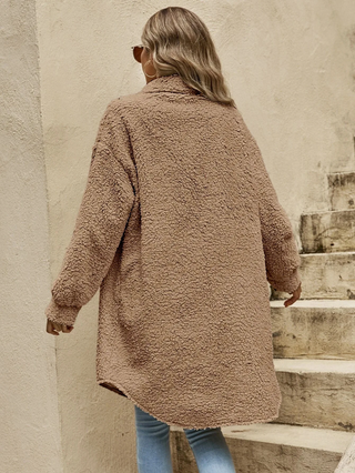 Damen Flauschige Fleecejacke | Lang