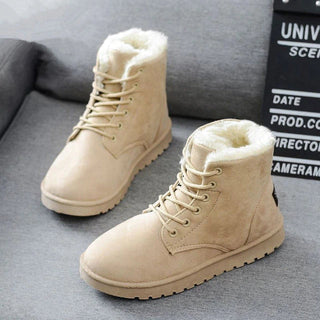 Damen Gefütterte Winterstiefel Schnürverschluss – Khaki
