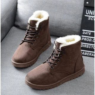 Damen Gefütterte Winterstiefel Schnürverschluss – Braun