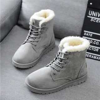 Damen Gefütterte Winterstiefel Schnürverschluss – Grau