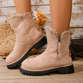 Damen Gefütterte Winterstiefel Seitlicher Reißverschluss – Apricot
