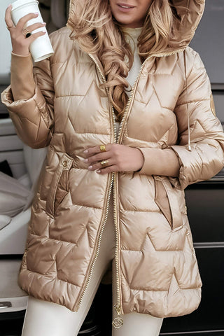 Chaqueta de invierno acolchada para mujer | Capucha desmontable