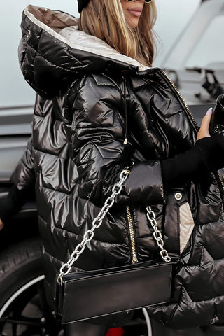 Chaqueta de invierno acolchada para mujer | Capucha desmontable