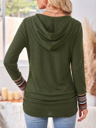 Camiseta de manga larga a rayas para mujer | Cuello chal