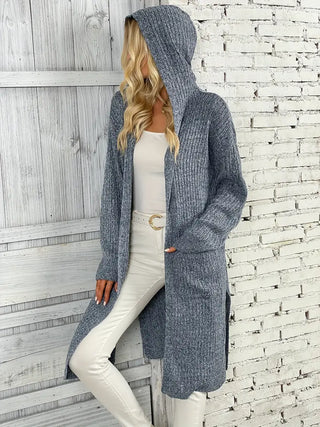 Damen Grobstrick Strickjacke | Mit Kapuze