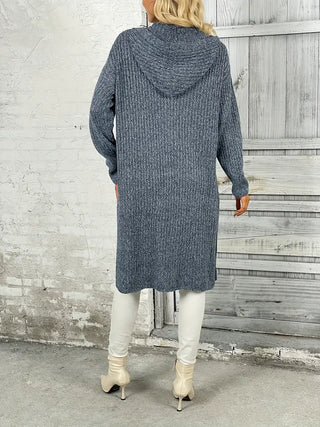 Damen Grobstrick Strickjacke | Mit Kapuze