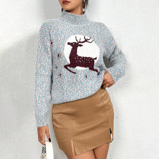 Damen Grobstrick Weihnachtspulli | Rentier Muster