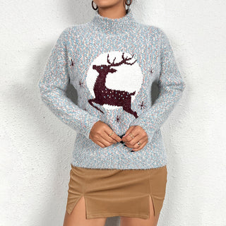Damen Grobstrick Weihnachtspulli | Rentier Muster